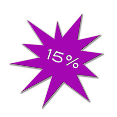 15 % price tag, purple