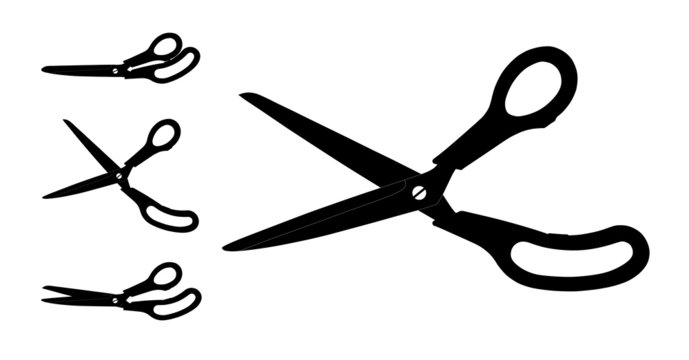 Scissors silhouette with five clipping paths