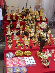 Thai Buddhist and cultural souvenirs at market