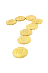 Golden coins isolated on white background