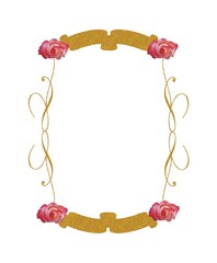 CADRE OR FLEURS ROSES