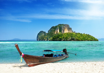 long boat and island in Thailand