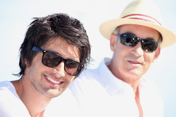 couple of men enjoying the sun