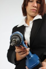 Fototapeta premium girl with drill