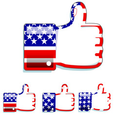 set of american thumb up gesture isolated on white background