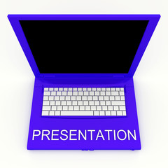 Laptop computer with word presentation on it