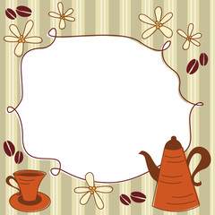 Card with coffee pot,  cup and place for text