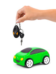 Hand with keys and car