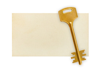 Retro key on paper card