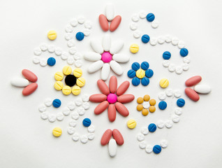 Pills on a white background