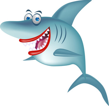 Cartoon smiling shark isolated