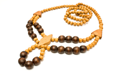 Necklace with wooden beads