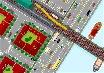 Fotobehang Stratenplan verkeer in de stad