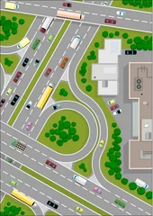 Deurstickers Stratenplan snelweg kruising