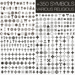 Set +350 symbols vector. various religious