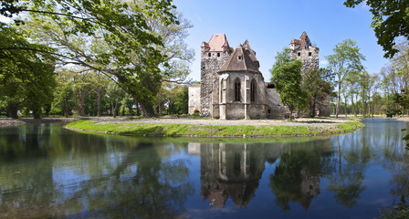Fototapeta na wymiar stary zamek z fosą