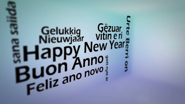 Happy new year in several languages animation