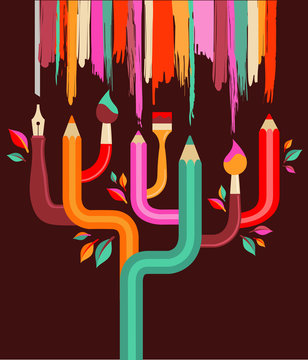 art and creation tree, concept illustration