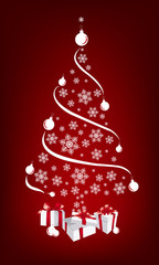 Christmas background with Christmas tree with gifts