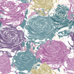 Obraz premium Beautiful art seamless roses. Vector abstract illustration