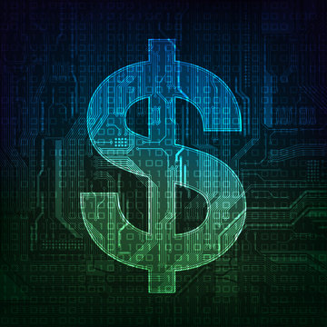 Electronic money illustration. Eps10 layered vector file.