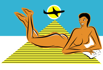 femme bronzée vacances au soleil - 33981818