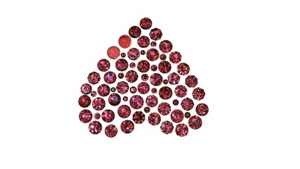 Round ruby gemstone shape of heart