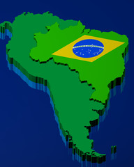 Brazilian map rendered with flag