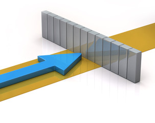 Blue arrow and barrier