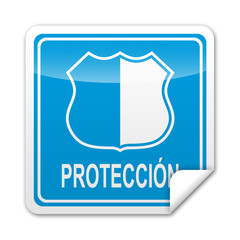 Pegatina cuadrada PROTECCION con reborde