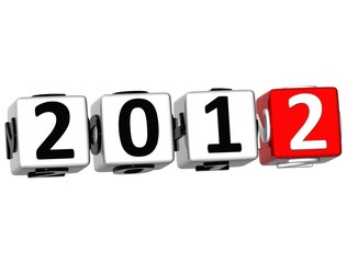 3D 2012 New year cube text