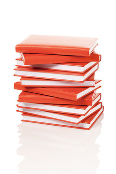 Heap of books on a white background