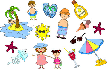 пляж набор иконок