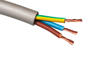 Bared copper wire isolated on white