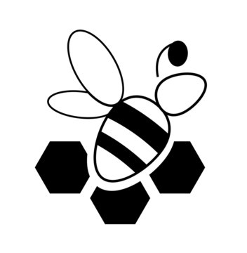 striped bee sign black and white color