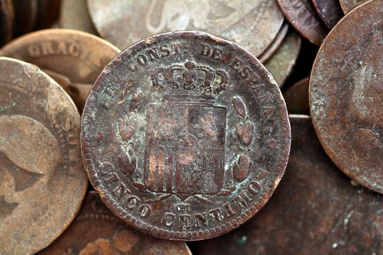 coin peseta real old spain republic 1937 currency and cents