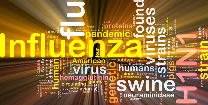 H1N1 Influenza background concept glowing