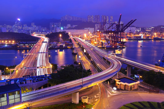 Cargo Terminal and highways in Hong Kong