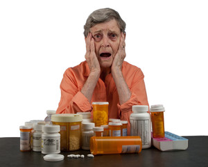 Senior woman with medications