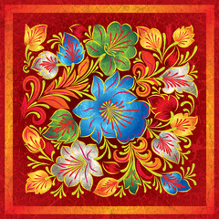 abstract grunge background with floral ornament