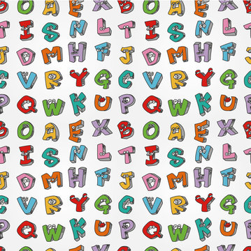 Monster Letters Seamless Pattern.