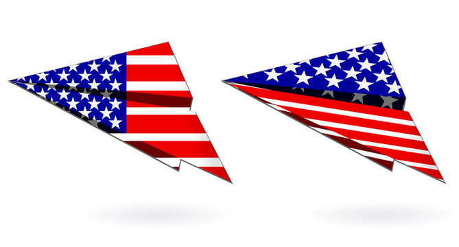 america paper planes isolated on white background