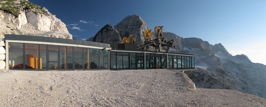 Upper station of cableway near rif Gilberti in Prevala saddle