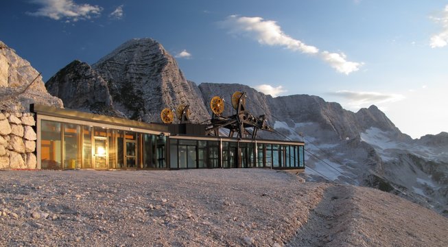 Upper station of cableway near rif Gilberti in Prevala saddle
