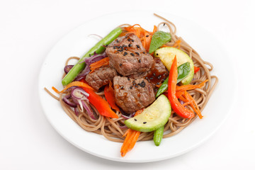 meat with vegetables and noodles