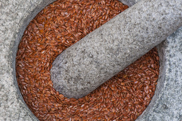 Linseed in Stone Mortar