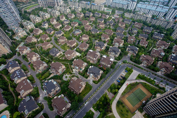 Aerial view of houses