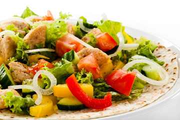 Kebab - grilled meat and vegetables
