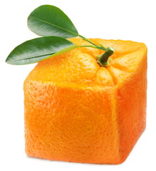 Cube orange on a white background