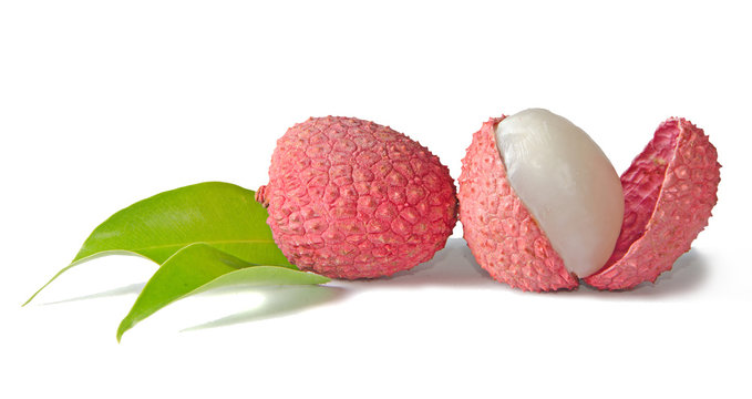 Peeled lychee isolated on white background